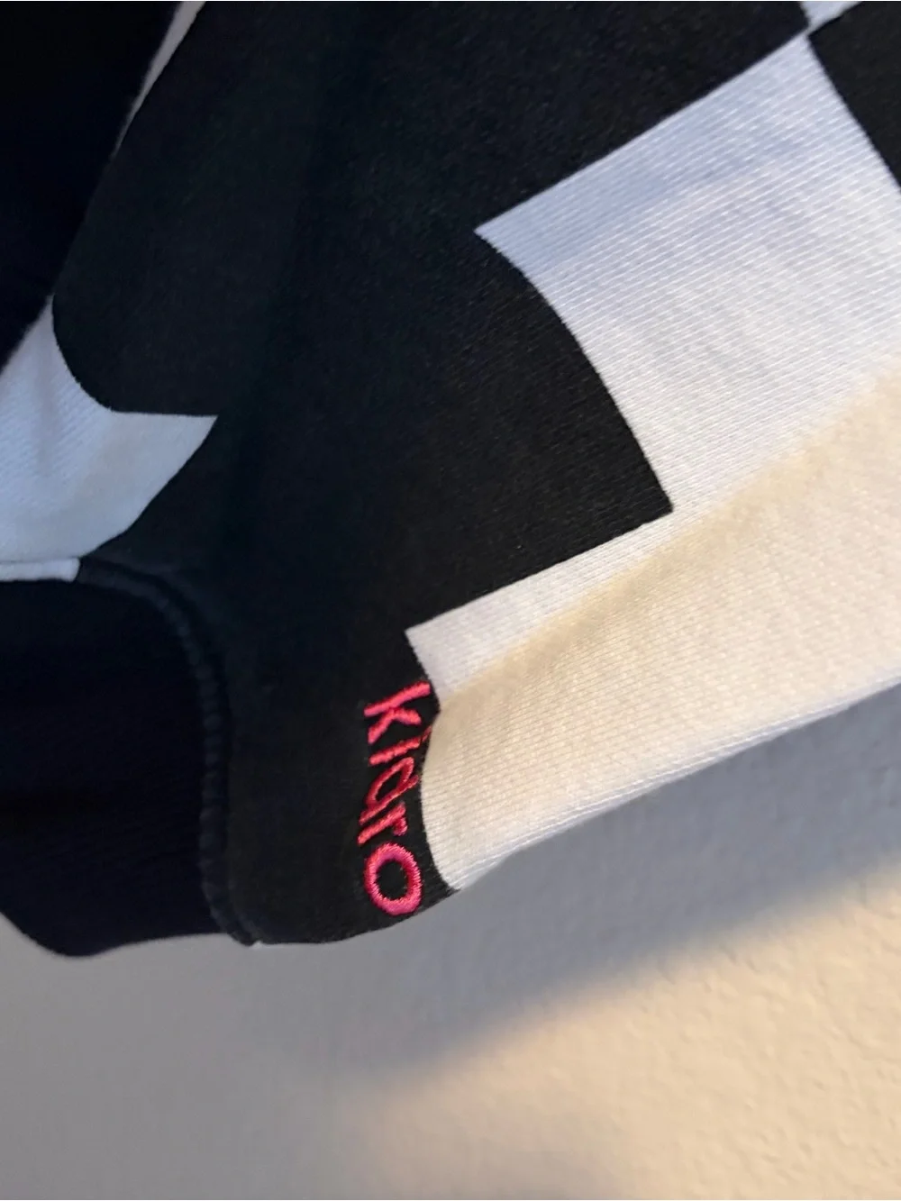 Vintage Scene Kid Robot Black Cardigan with Black & White Check Kidrobot Large